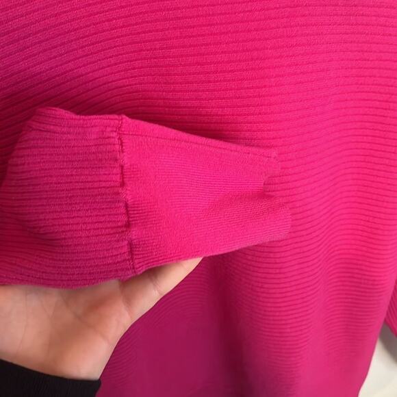 Express Womens Long Sleeve Scoopneck Ribbed Sweater Hot Pink Open Back Small - Picture 4 of 7